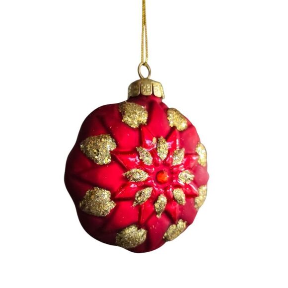 Red and Gold Glass Christmas Holiday Ornaments - Picture 6 of 9